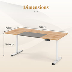 140 x 70 cm Height Adjustable Electric Standing Desk with Anti-Collision Design-Natrual
