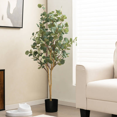 1.4/1.65 m Artificial Eucalyptus Tree with Silver Dollar Leaves-1.4 m - Infyniti Home