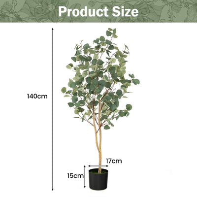 1.4/1.65 m Artificial Eucalyptus Tree with Silver Dollar Leaves-1.4 m - Infyniti Home