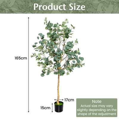1.4/1.65 m Artificial Eucalyptus Tree with Silver Dollar Leaves-1.65 m - Infyniti Home