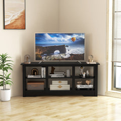 147cm TV Stand for TVs up to 65 Inches with 6 Open Storage Shelves-Black