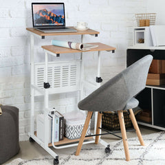 2-In-1 Mobile Lifting Height Adjustable Computer Desk