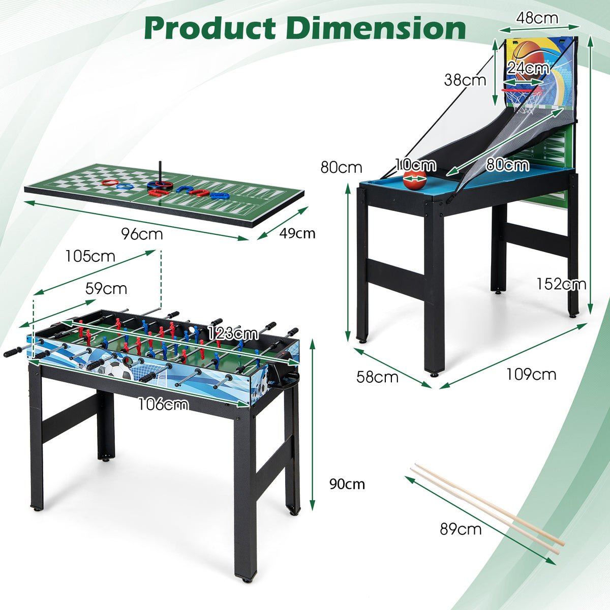 14-In-1 Game Table for Party Game Room Family Night