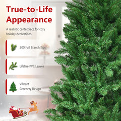 150 CM Artificial Christmas Tree with Wood Collar and 300 Full Branch Tips