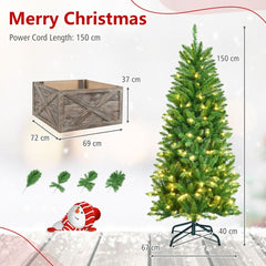 150 CM Artificial Christmas Tree with Wood Collar and 300 Full Branch Tips