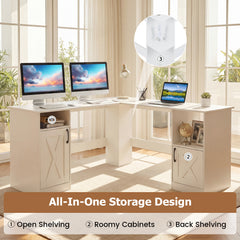 150 CM L Shaped Executive Desk with Charging Station-White
