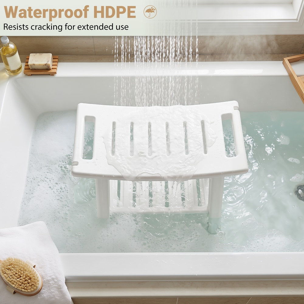 The bath safety bench placed inside a bathtub with water running over it