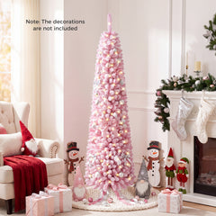 150 cm Pink Artificial Christmas Tree, Pre-lit Pencil Xmas Tree