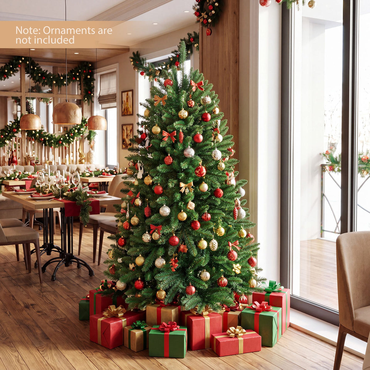 150 cm Unlit Artificial Christmas Tree with Easy-Assembly Hinges and Foldable Metal Stand for Holiday Party Decoration