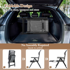 150 kg Capacity Folding Patio Chairs Set of 2 with 10-Level Adjustable Backrests and Armrests-Grey