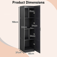 150 cm Tall 4-Tier Freestanding Storage Floor Cabinet-Black
