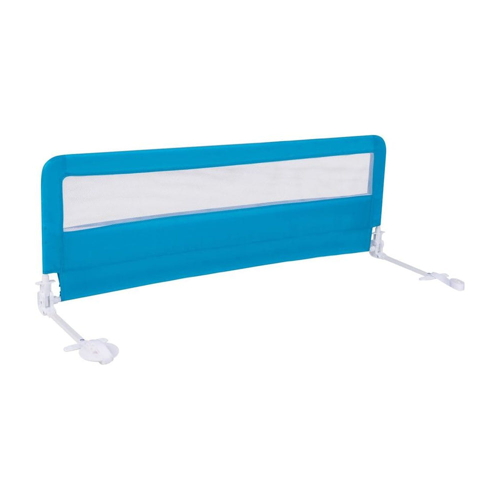150CM Foldable Baby Bed Rail Guard in blue with white frame and mesh panel