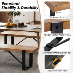 152cm Long Hallway Bench with Metal Frame 300kg Load Bearing-Natural