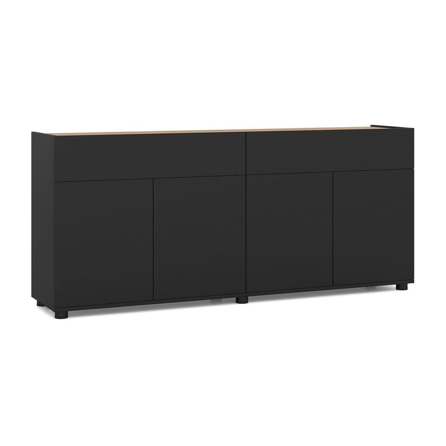 160 cm Buffet Cabinet with Push-to-Open Doors & 2 Drawers for Dining Room-Black