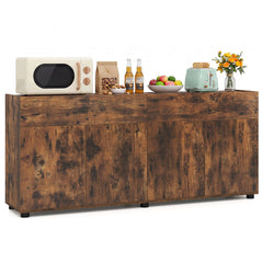 160 cm Buffet Cabinet with Push-to-Open Doors & 2 Drawers for Dining Room-Rustic Brown