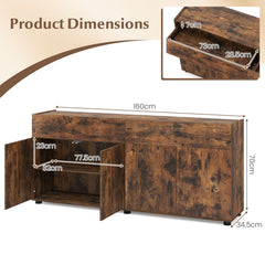 160 cm Buffet Cabinet with Push-to-Open Doors & 2 Drawers for Dining Room-Rustic Brown