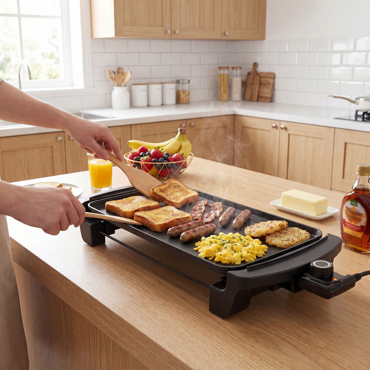 1600W Electric Flat Top Grill with Nonstick Cooking Surface