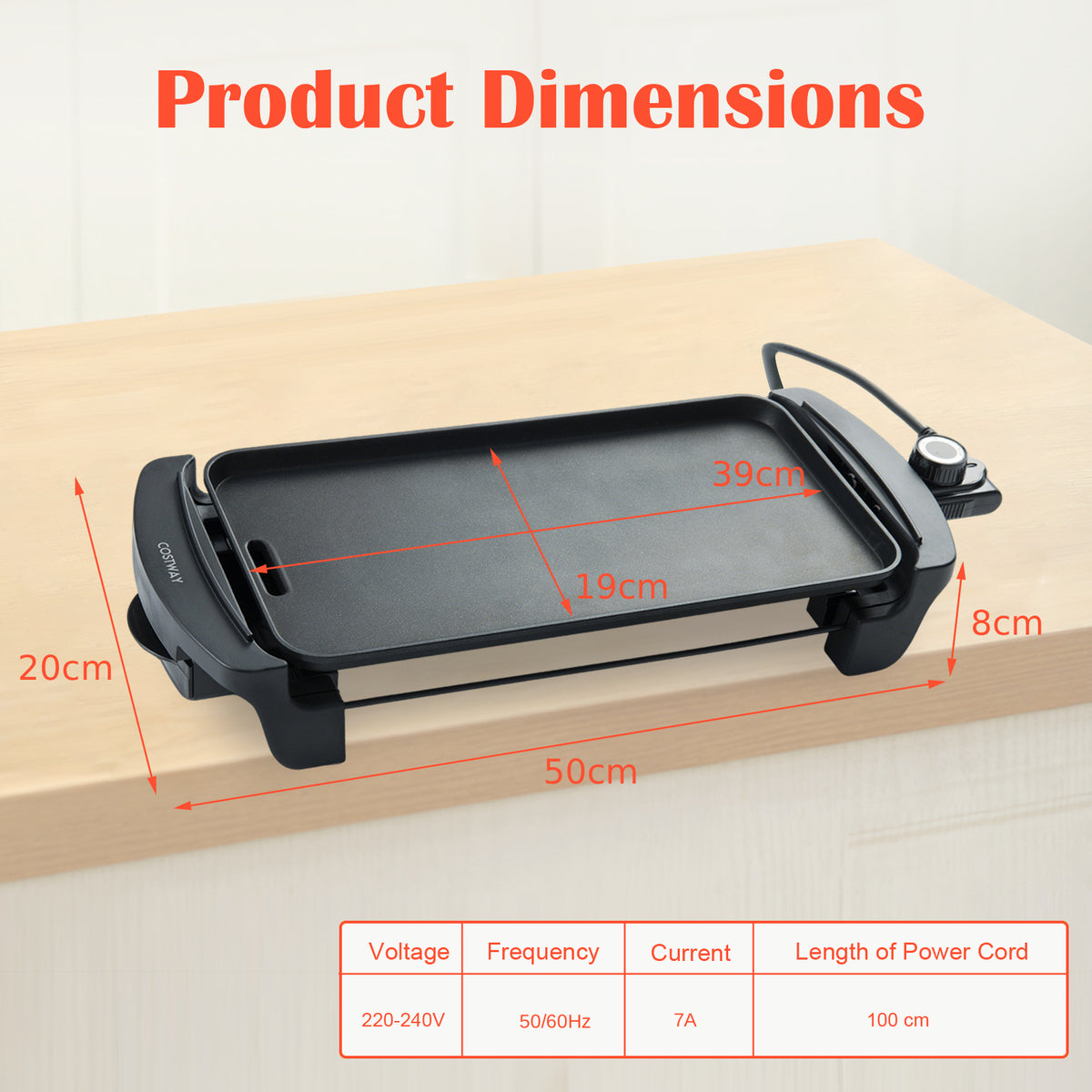 1600W Electric Flat Top Grill with Nonstick Cooking Surface