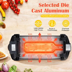 1600W Electric Flat Top Grill with Nonstick Cooking Surface