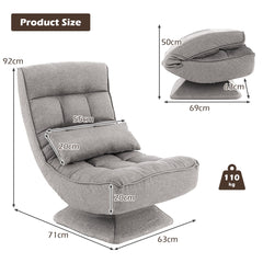 4-Position Adjustable Floor Chair with Swivel Base-Grey