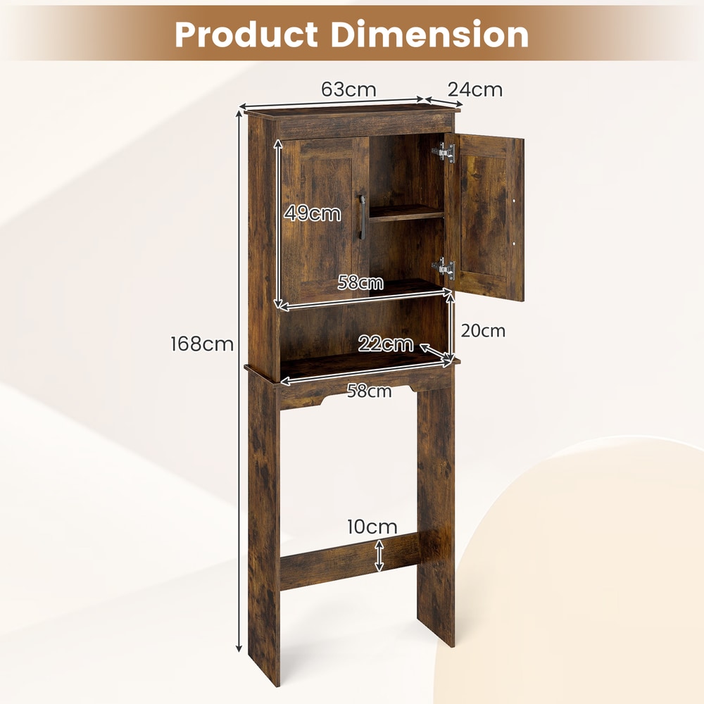 Dimensions diagram of the over the toilet storage cabinet