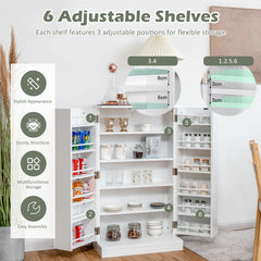 2-Door Pantry Cabinet with 6 Adjustable Shelves-White