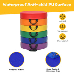 6PCS Kids Foam Seat Floor Cushions Colorful Flexible Mat with Handle