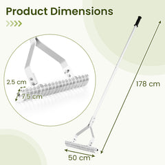 178 cm Garden Thatch Rake with Long Handle and 19 Curved Tines