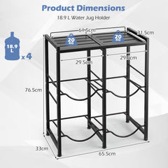 18.9 L Water Jug Holder for 4 Bottles Heavy-duty Water Jug Rack with Top Shelf-Black