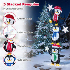 180 cm Pre-lit Penguin Christmas Yard Decoration with Cold White LED Lights