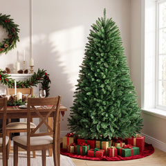 180 cm Unlit Artificial Christmas Tree with Easy-Assembly Hinges and Foldable Metal Stand for Holiday Party Decoration