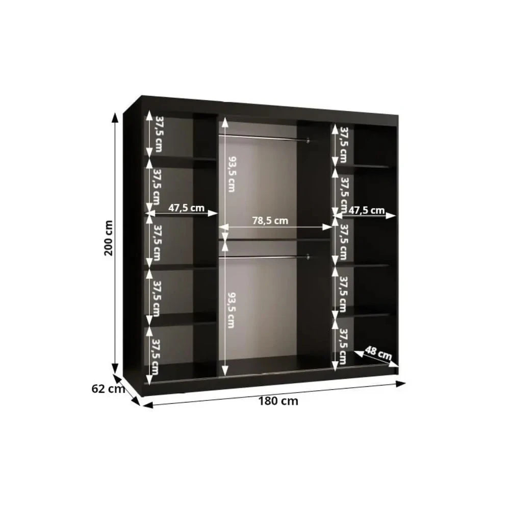 Uppsala T3 Sliding Door Wardrobe 180cm