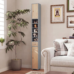 180CM Tall Freestanding Bathroom Cabinet with 2 Doors and 1 Drawer-Oak