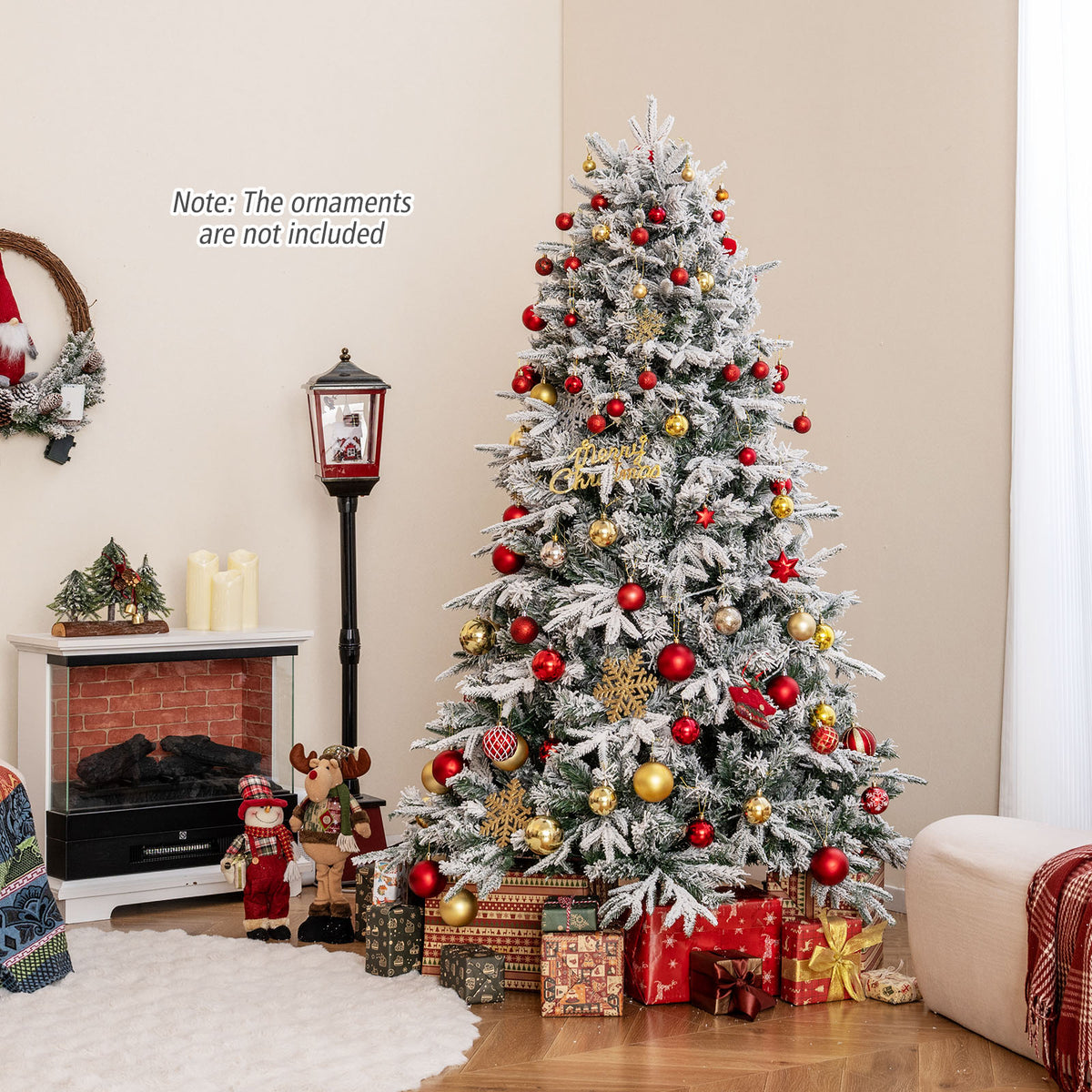 180 cm Artificial Christmas Tree Pre-lit Hinged Xmas Tree with 270 Warm White LED Lights-1.8M