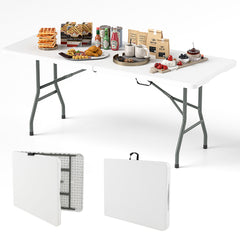 180 cm Portable Folding Dining Table with HDPE Tabletop and Safe Lock Mechanism-White