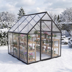180 x 180CM Large Walk-in Aluminum Greenhouse-Transparent