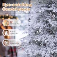 180cm Artificial Cypress Xmas Tree with Full Branch Tips LED Lights and 9 Lighting Modes