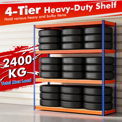 181 x 61 x 203 cm 4-Tier Metal Storage Shelving Unit with Adjustable Rack-Orange