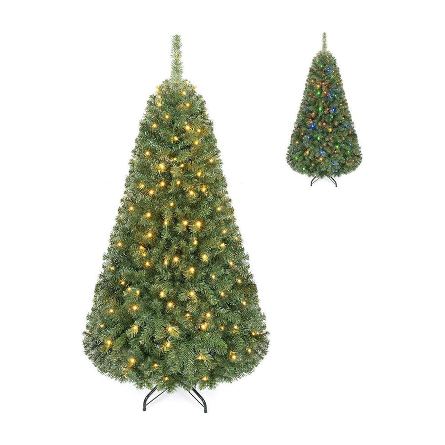 183/152/122 cm Artificial Christmas Tree with Branch Tips and LED Lights for Indoor-XS