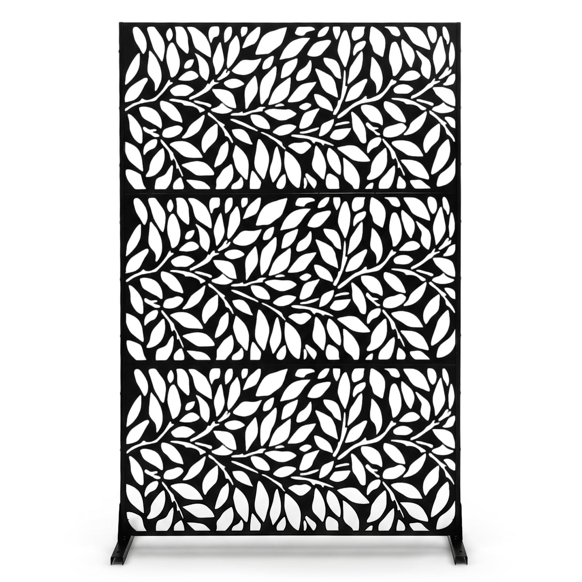 183cm H Metal Outdoor Privacy Screen with Rustproof and Freestanding Louvered Fence Panel for Patio-Black