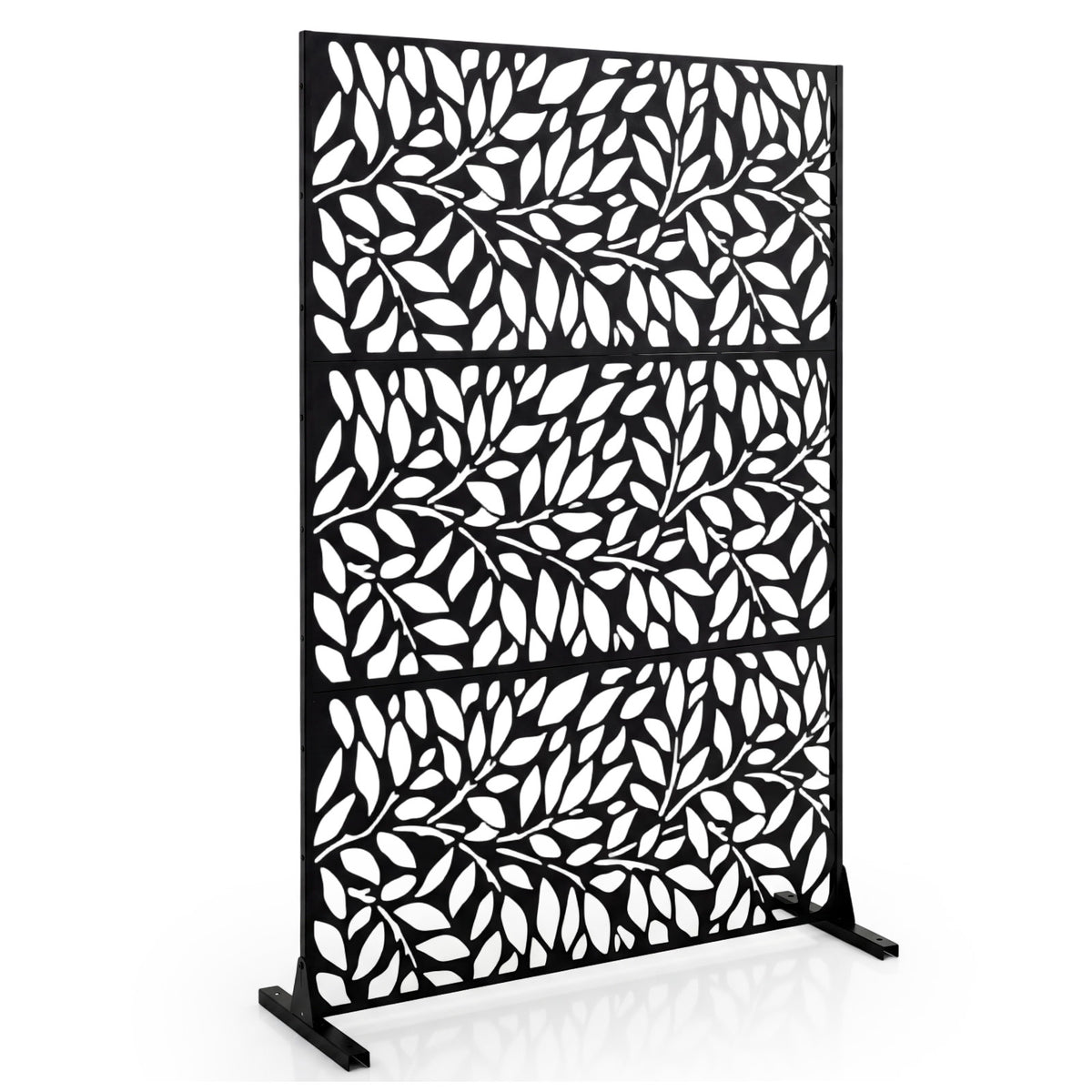 183cm H Metal Outdoor Privacy Screen with Rustproof and Freestanding Louvered Fence Panel for Patio-Black