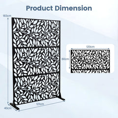 183cm H Metal Outdoor Privacy Screen with Rustproof and Freestanding Louvered Fence Panel for Patio-Black