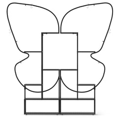 185 cm Tall Butterfly-Shaped 6-Tier Flowerpot Shelf-Black