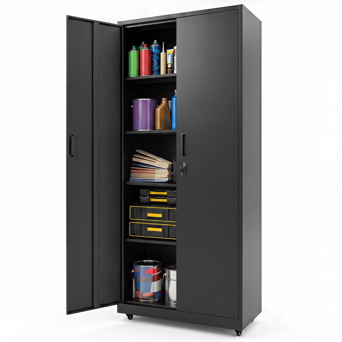 186cm Rolling File Cabinet in Black