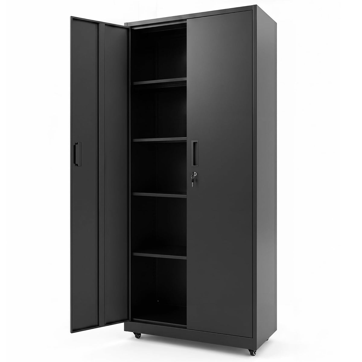 186cm Rolling File Cabinet in Black, image 4