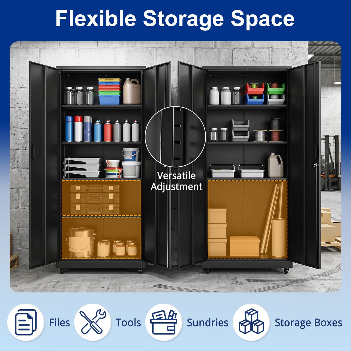 186cm Rolling File Cabinet in Black, image 6