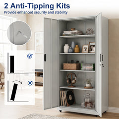 186cm Rolling File Cabinet in Grey, image 7