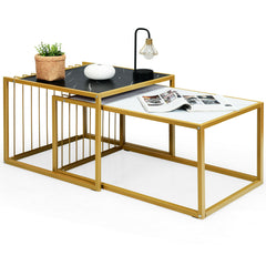 Modern Coffee Nesting Table Set Waterproof Faux Marble