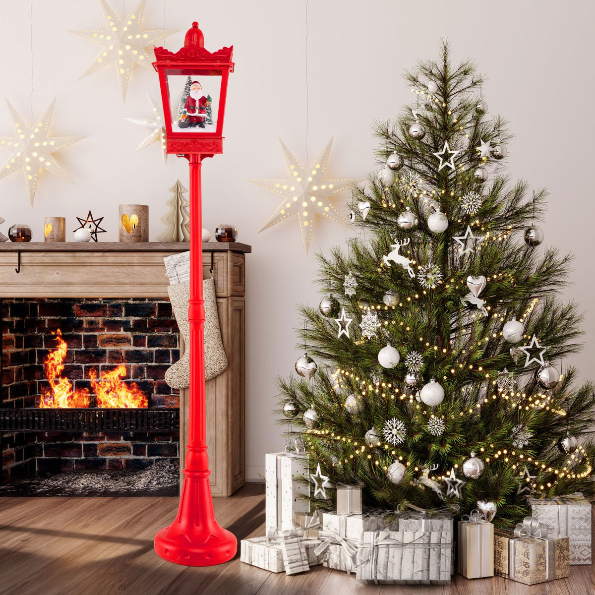 188 cm Christmas Streetlamp Plug-in Musical Lamp Post in Red, image 5