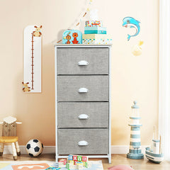 3/4 Fabric Nightstand Bedside Storage Cabinet Folding Drawers-4-Tier